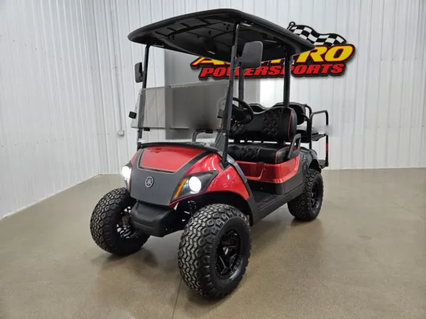 2018 Yamaha Drive 2 Gas Carb Lighting Package Golf Cart, Atomic Red Kandi & Magnetic Grey