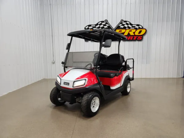 2020 Club Car Tempo Electric Lighting Package Golf Cart, Vivid Red & Pearl White