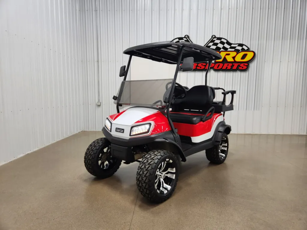 2021 Club Car Tempo Electric Deluxe Lighting Package Golf Cart, Vivid Red & Pearl White