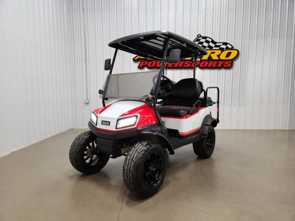 2021 Club Car Tempo Electric Lighting Package Golf Cart, Vivid Red & Pearl White