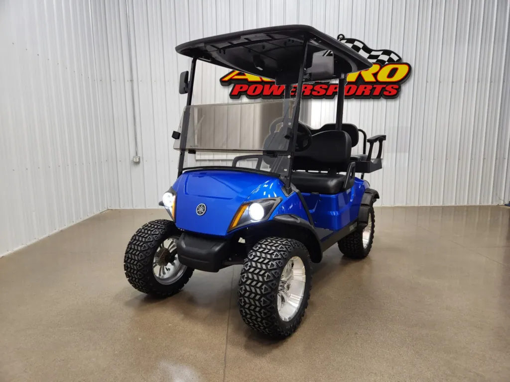 2021 Yamaha Drive 2 AC Electric Deluxe ECOXGEAR Lighting Package Golf Cart, Aqua Blue Metallic