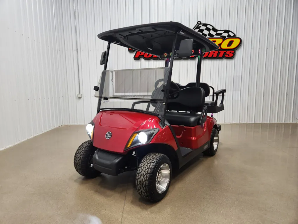 2021 Yamaha Drive 2 AC Electric Deluxe ECOXGEAR Lighting Package Golf Cart, Jasper Red