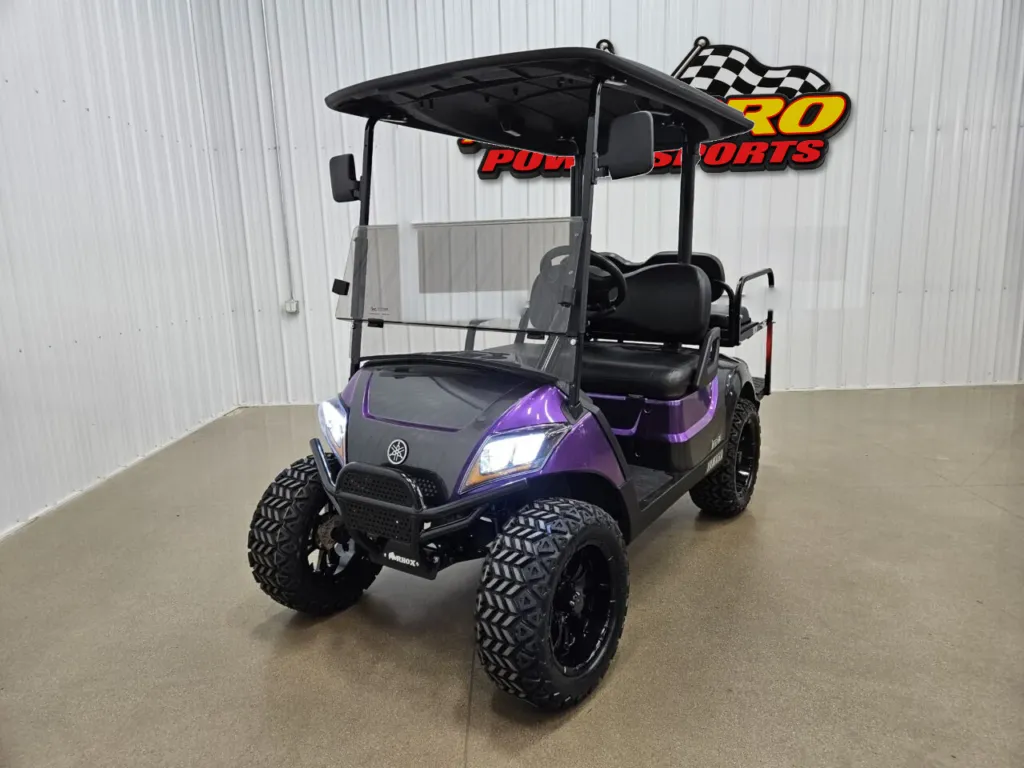 2021 Yamaha Drive 2 Gas EFI QuieTech Lighting Package Golf Cart, Purple Kandi & Magnetic Grey