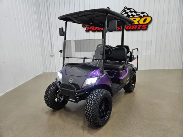 2021 Yamaha Drive 2 Gas EFI QuieTech Lighting Package Golf Cart, Purple Kandi & Magnetic Grey