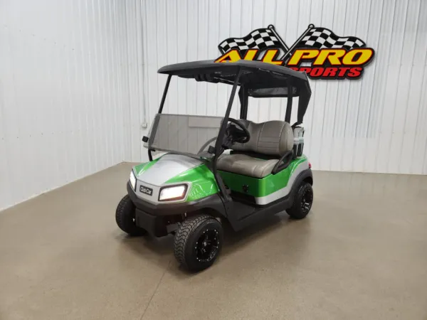 2022 Club Car Tempo Lithium Ion Lighting Package Golf Cart, Wicked Apple Green & Razor Edge Silver