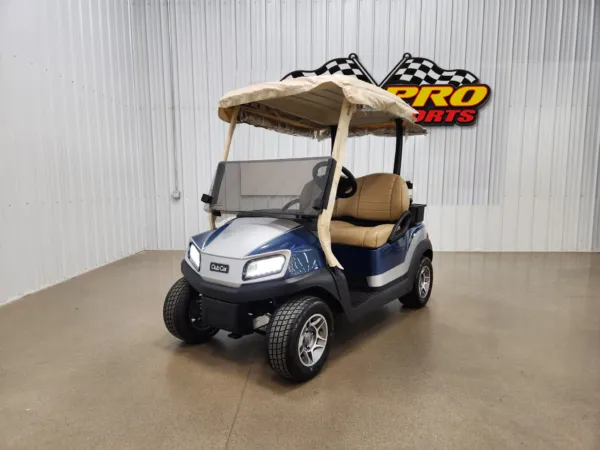 2025 Club Car Tempo Electric Lighting Package Golf Cart, Blitz Blue Pearl & Razor Silver