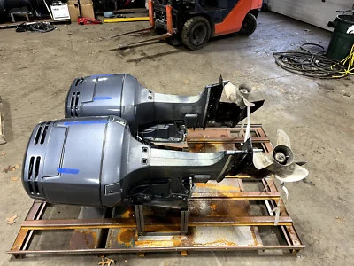 Pair 1999 Yamaha 150 hp Carbureted 2-Stroke 25″ Dual Twin Outboard Motors V6